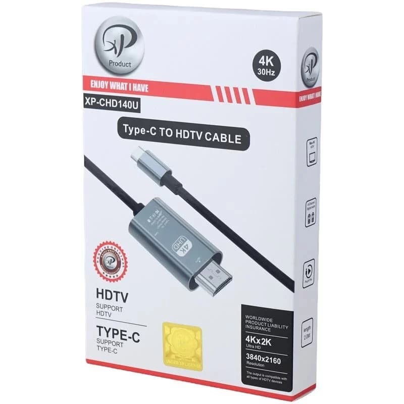 کابل تبدیل Type-C به HDMI ایکس پی پروداکت XP-CHD140U طول 2 متر — تصویر ۲