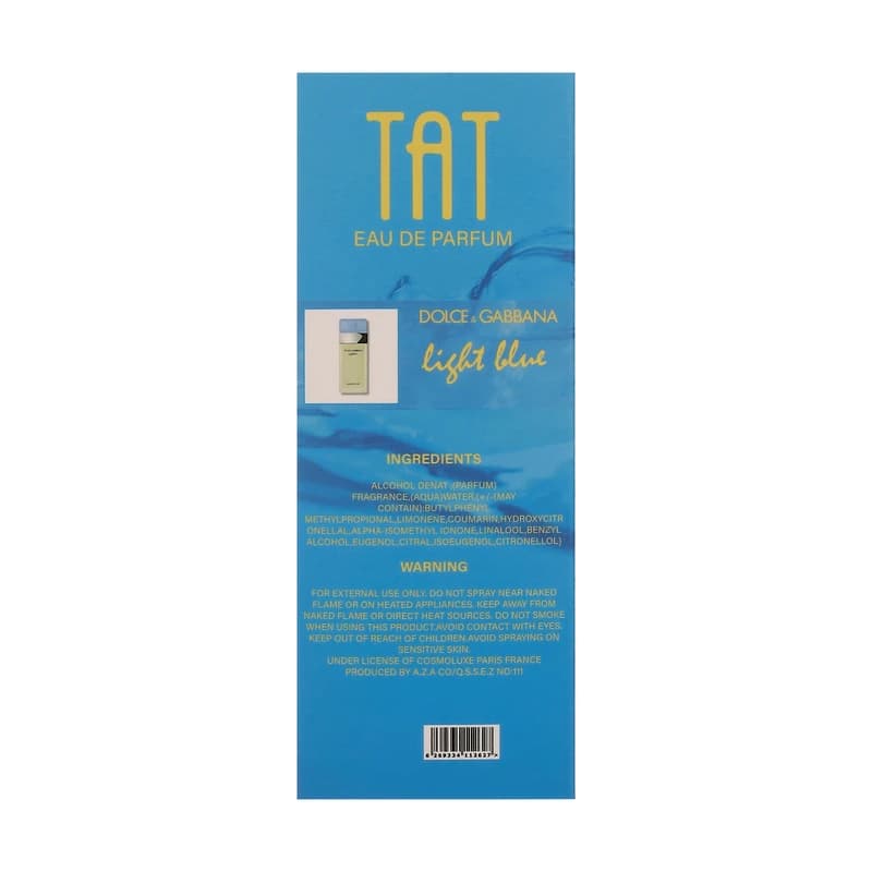 عطر جیبی مردانه تات مدل Dolce Gabbana Light Blue حجم 25 میلی لیتر — تصویر ۳