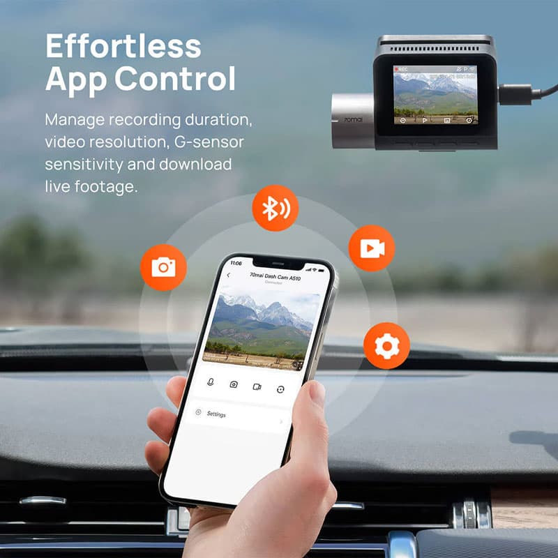دوربین ثبت وقایع خودرو 70mai Dash Cam A510 +دوربین عقب — تصویر ۷