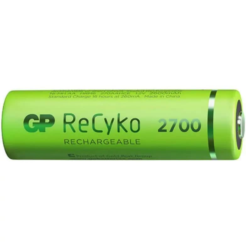 باتری قلمی قابل شارژ جی پی مدل Rechargeable Recyko 2700 بسته دو عددی — تصویر ۳