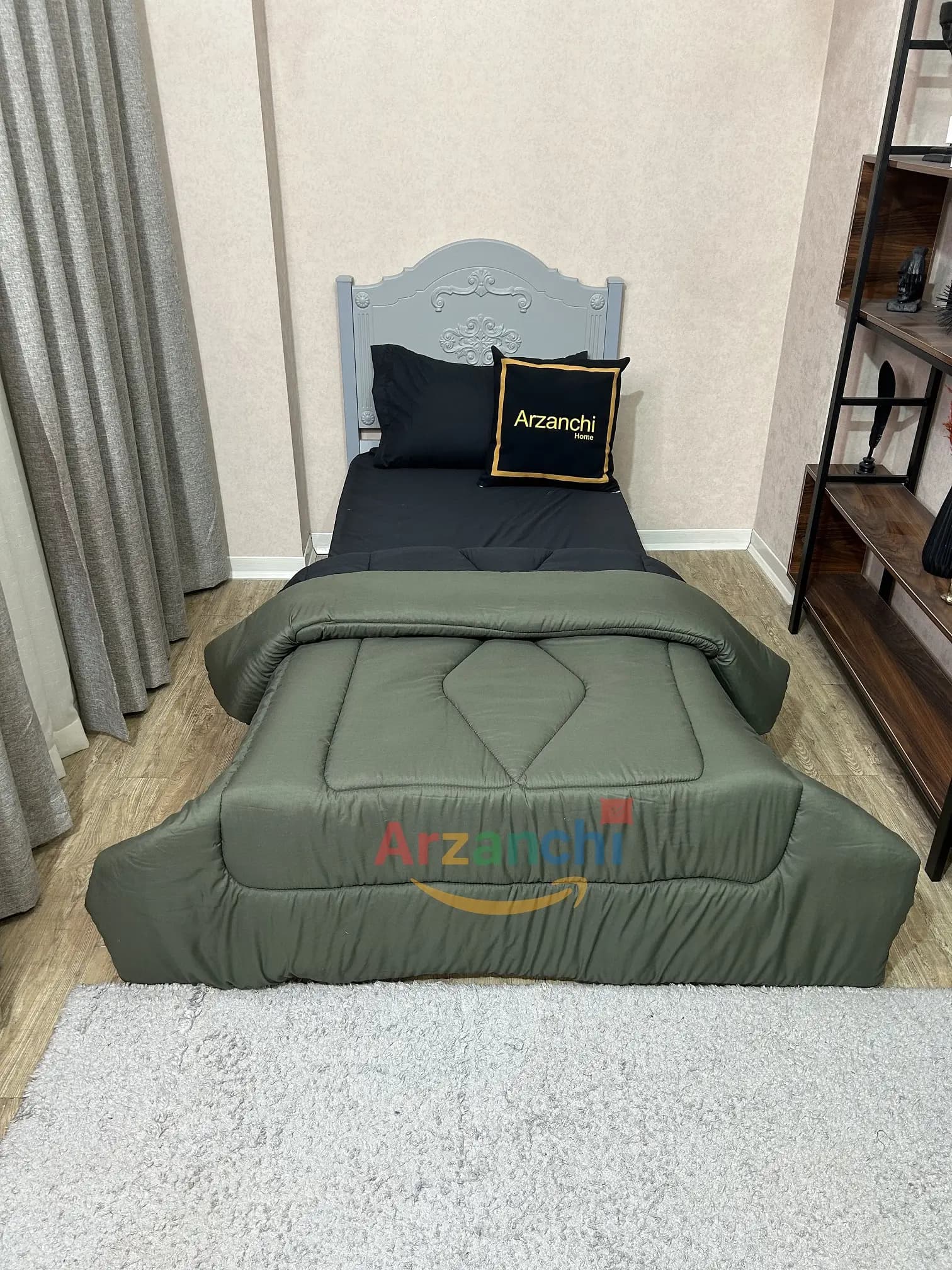 روتختی ساده سبزارتشی و مشکی کد S819 ارزانچی — تصویر ۲