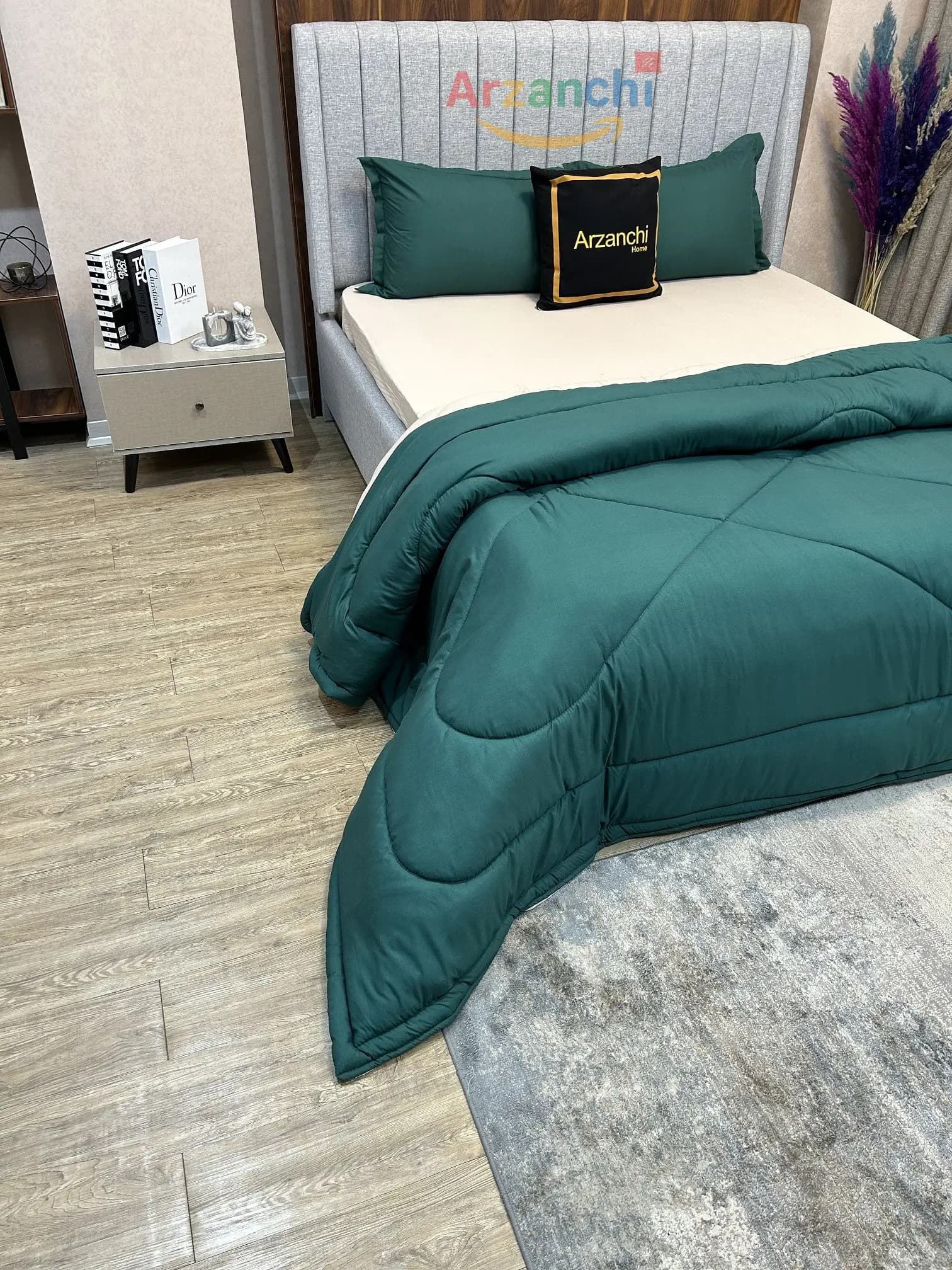 روتختی ساده سبزیشمی و کرم کد S421 ارزانچی — تصویر ۲