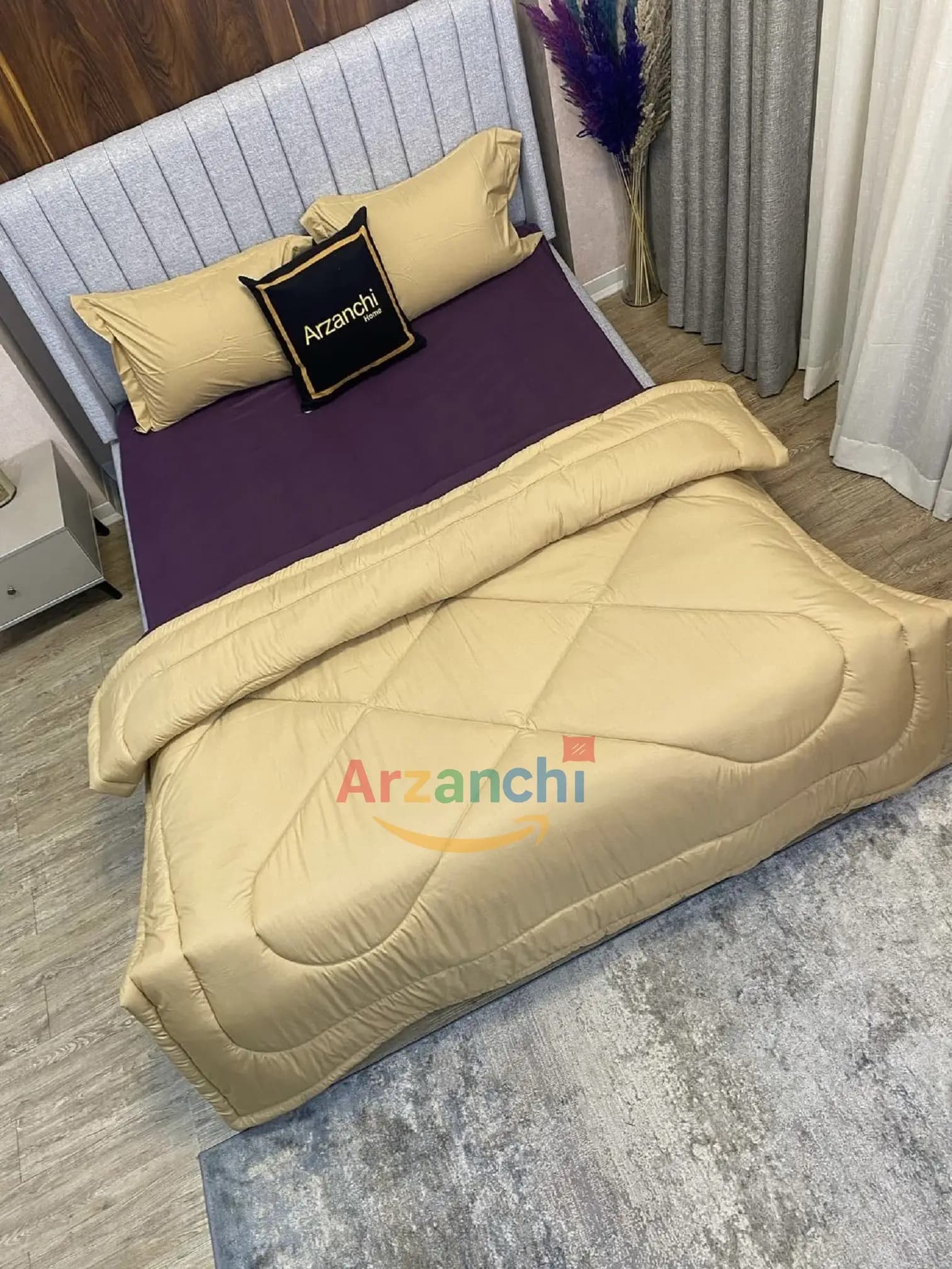 روتختی ساده کرم و بنفش کد S824 ارزانچی — تصویر ۴