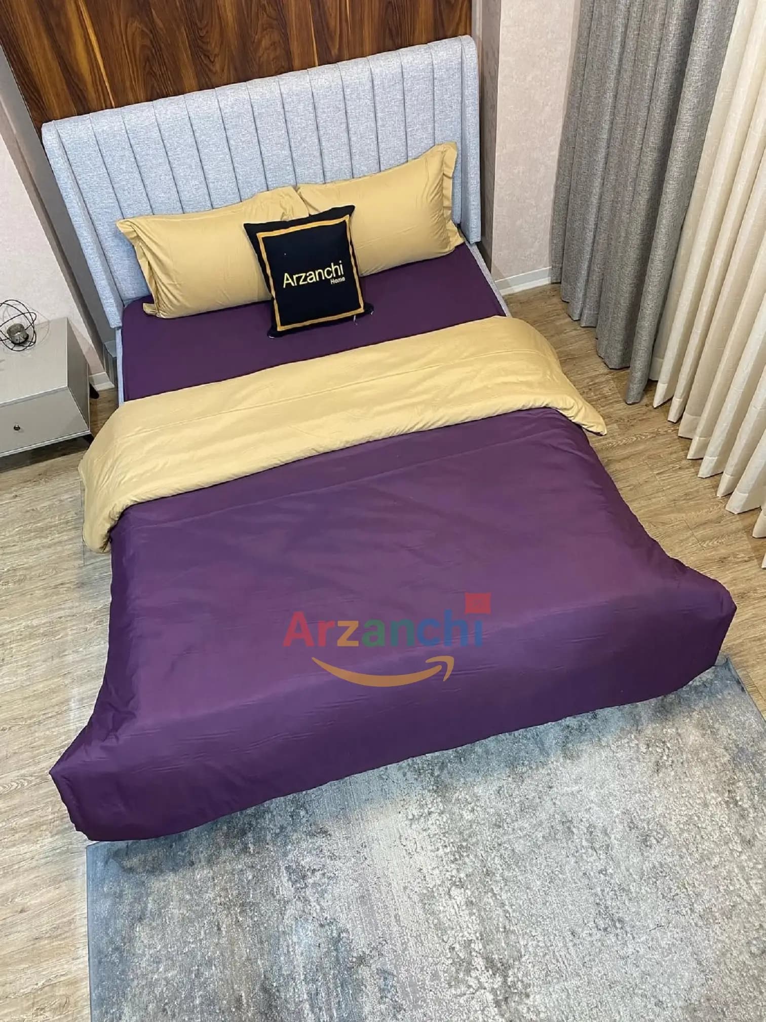 روتختی ساده کرم و بنفش کد S824 ارزانچی — تصویر ۳