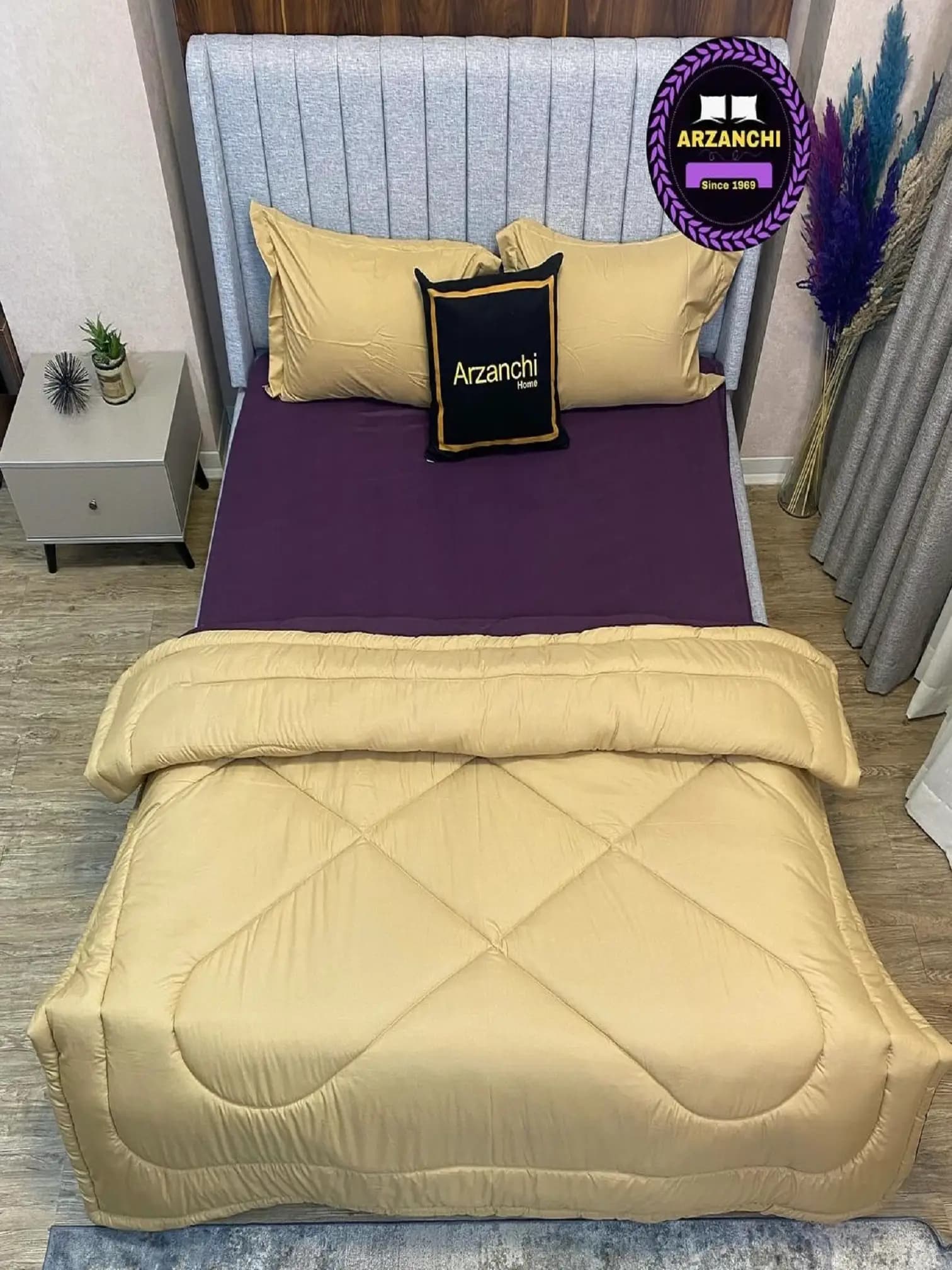 روتختی ساده کرم و بنفش کد S824 ارزانچی — تصویر ۶