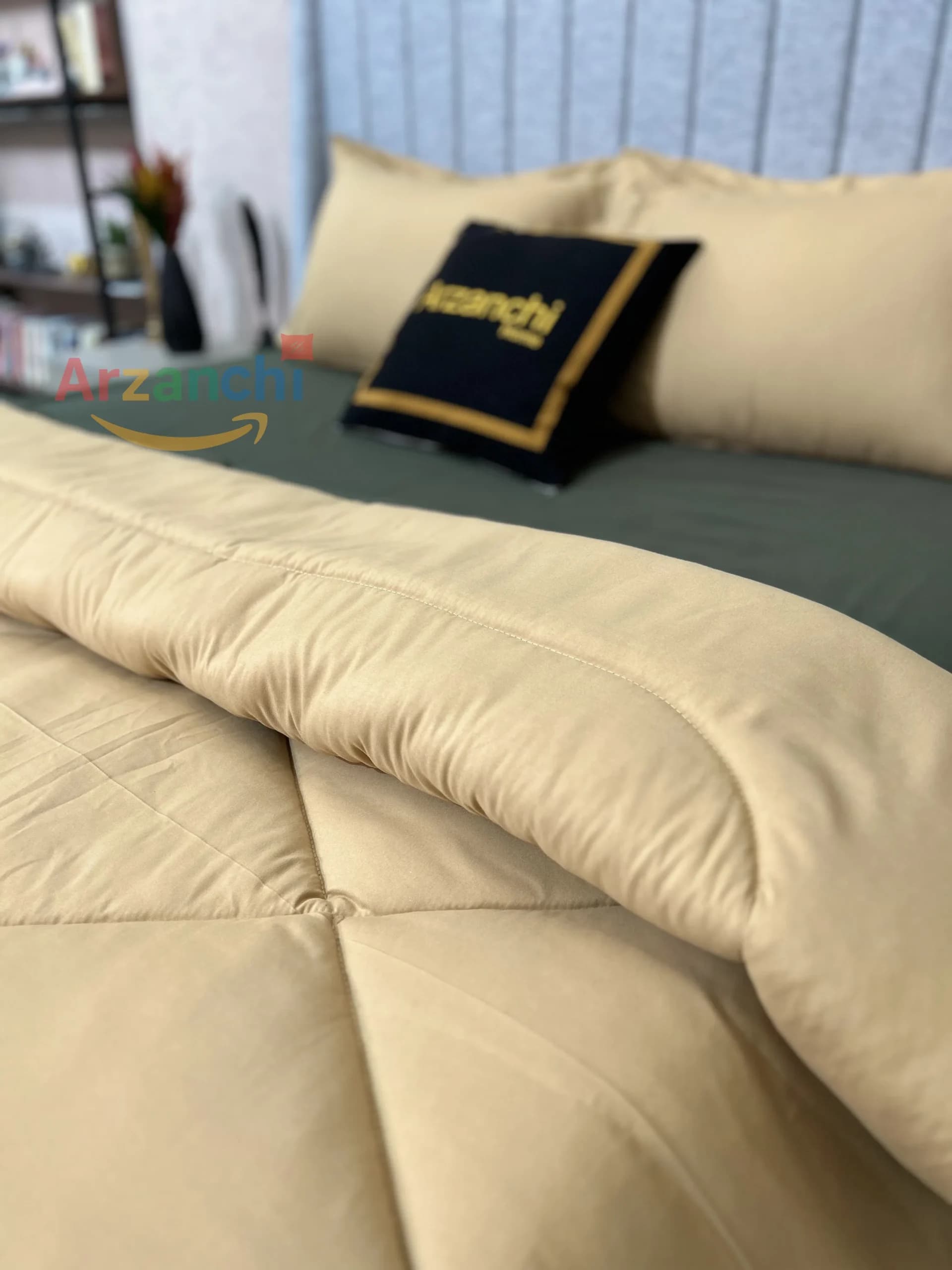 روتختی ساده سبزارتشی و کرم کد S697 ارزانچی — تصویر ۶