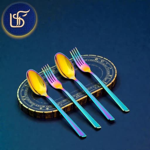 سرویس قاشق و چنگال هفت رنگ یونیک مدل ناخنی — تصویر ۳
