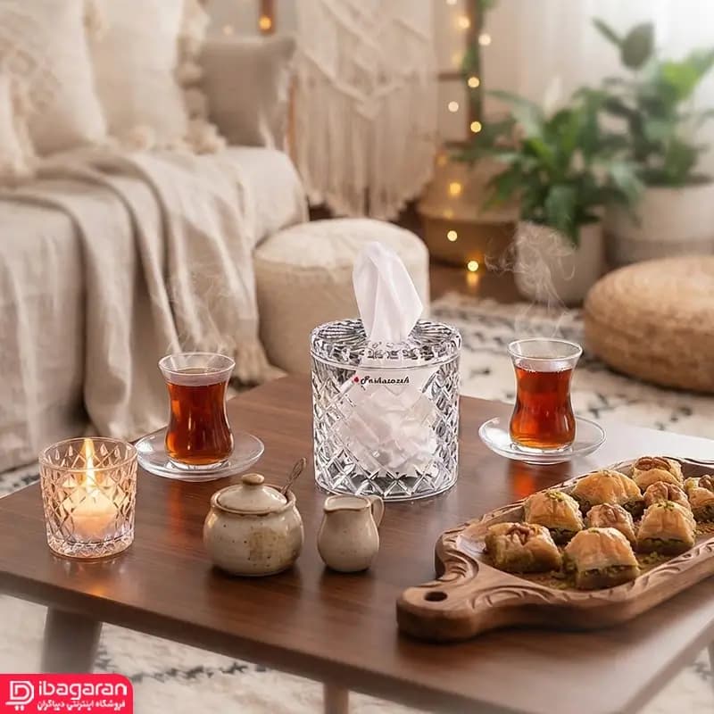 جا دستمال بلور استوانه پاشاسازه مدل رین 64004 — تصویر ۶