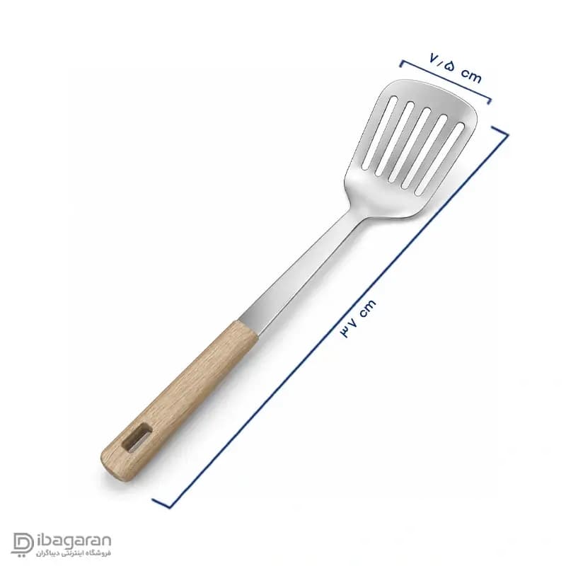 کفگیر آشپزی استیل دسته چوبی ریما مدل 13291 — تصویر ۲