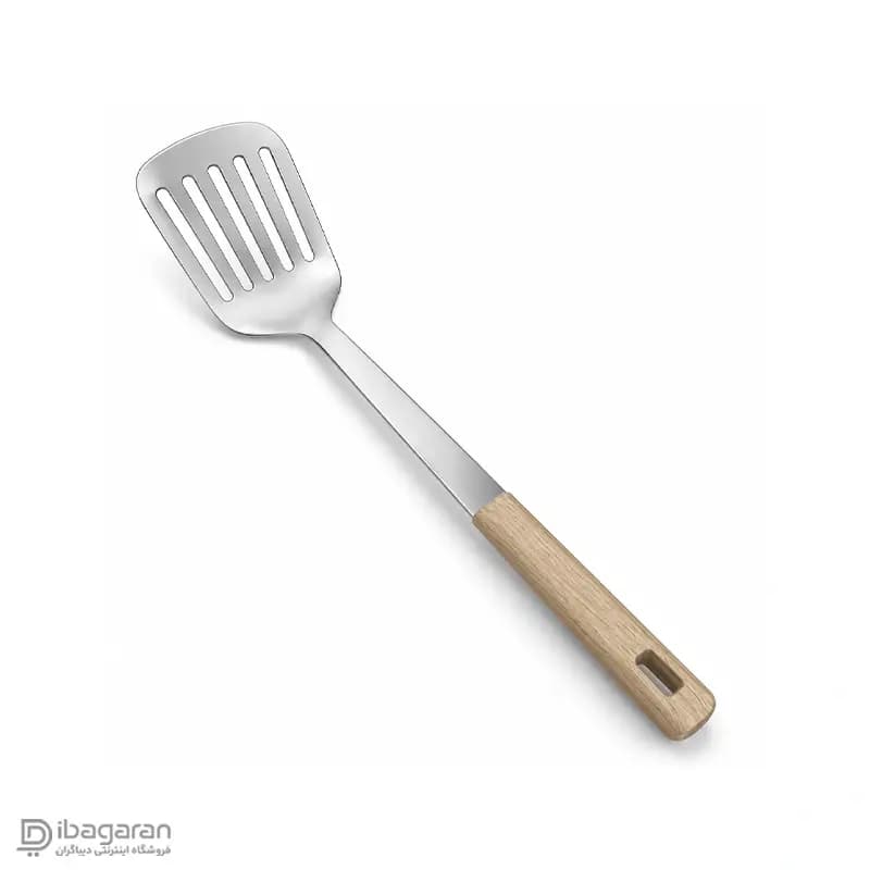 کفگیر آشپزی استیل دسته چوبی ریما مدل 13291 — تصویر ۳