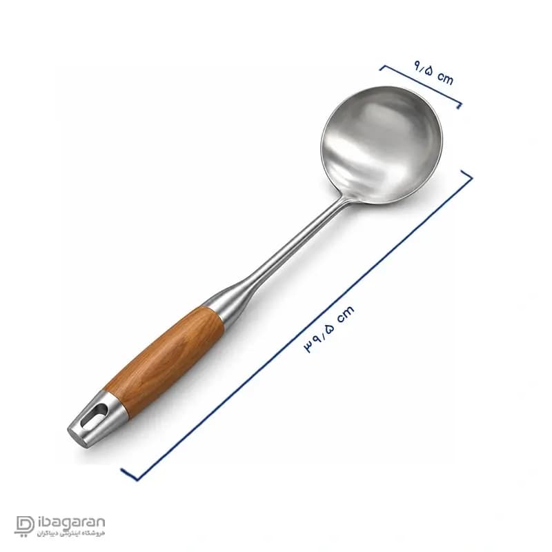 ملاقه استیل دسته چوبی ریما مدل 13288 — تصویر ۲