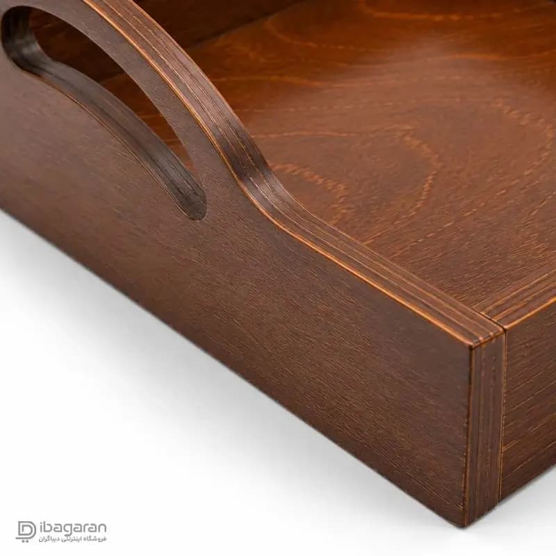 سینی تمام چوب ساده دسته کج ایندو وود — تصویر ۶