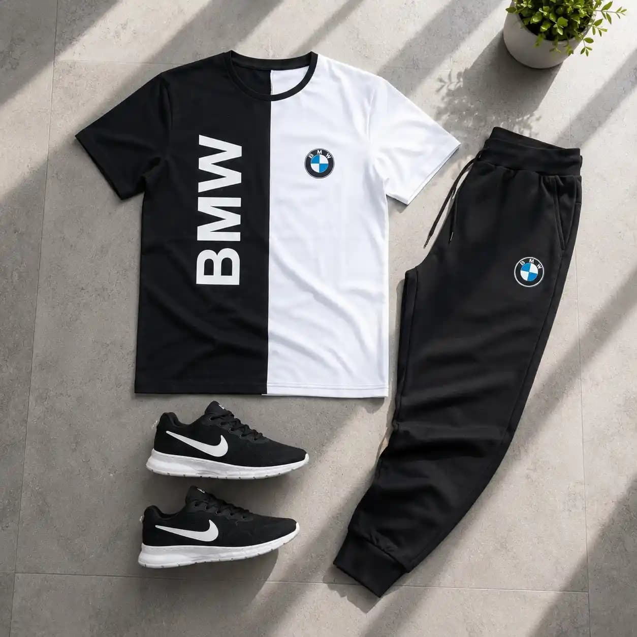 پکیج ست تیشرت شلوار bmw مردانه مدل Noman کفش ورزشی مدل Pavlo — تصویر ۴