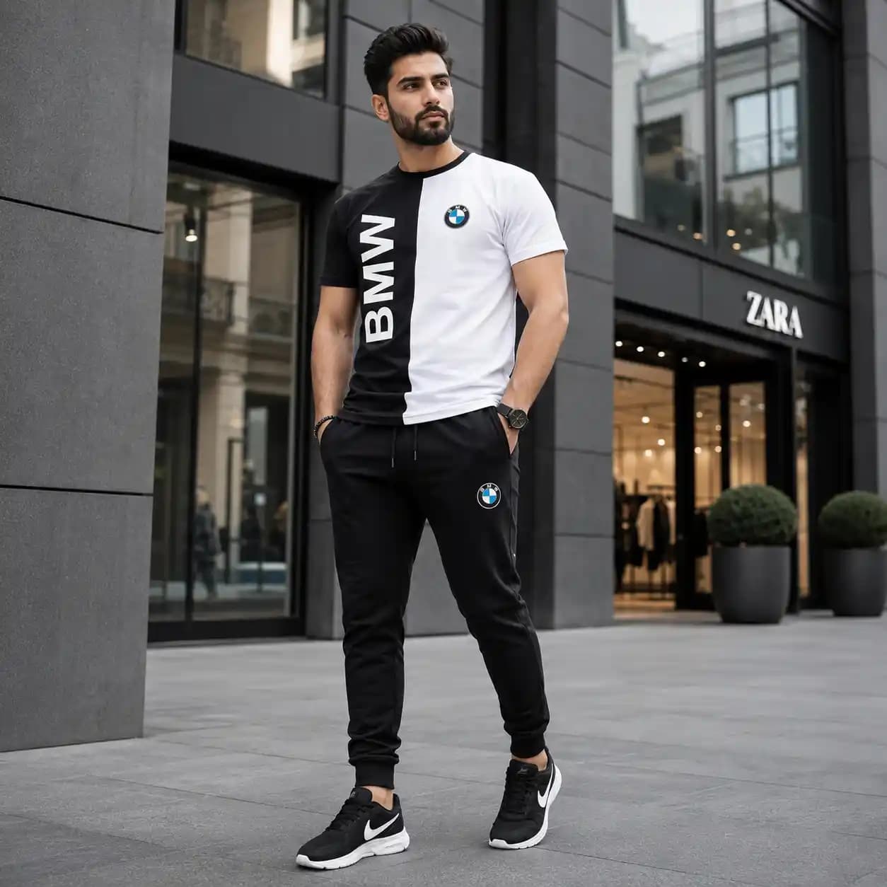 پکیج ست تیشرت شلوار bmw مردانه مدل Noman کفش ورزشی مدل Pavlo — تصویر ۵