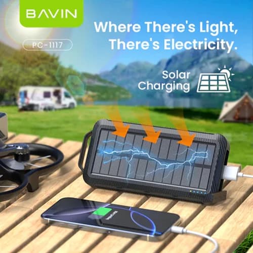 پاور بانک خورشیدی باوین ظرفیت 10000 میلیآمپر مدل BAVIN Y-PC1117 — تصویر ۵