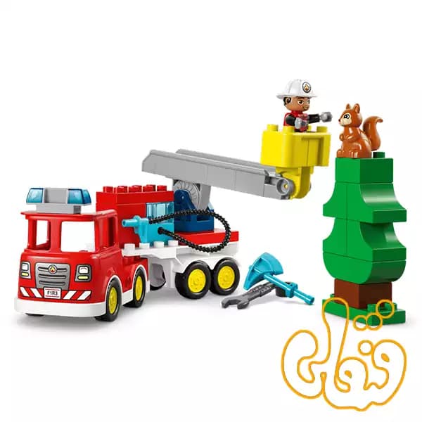 ساختنی لگو داپلو ماشین آتش نشانی با شلنگ و آتش نشان Fire Truck with Hose and Firefighter 10473 — تصویر ۲