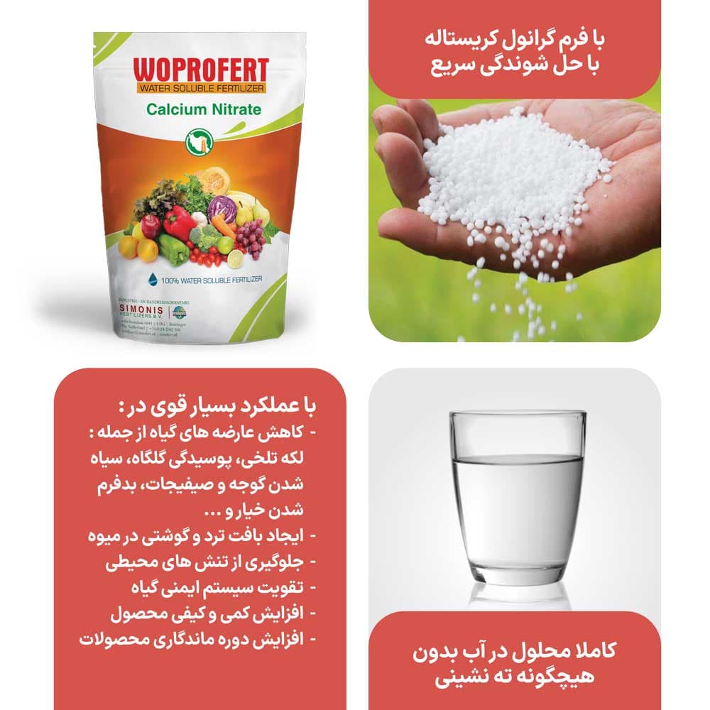 کود نیترات کلسیم گرانول وپروفرت هلند 2 کیلویی — تصویر ۲