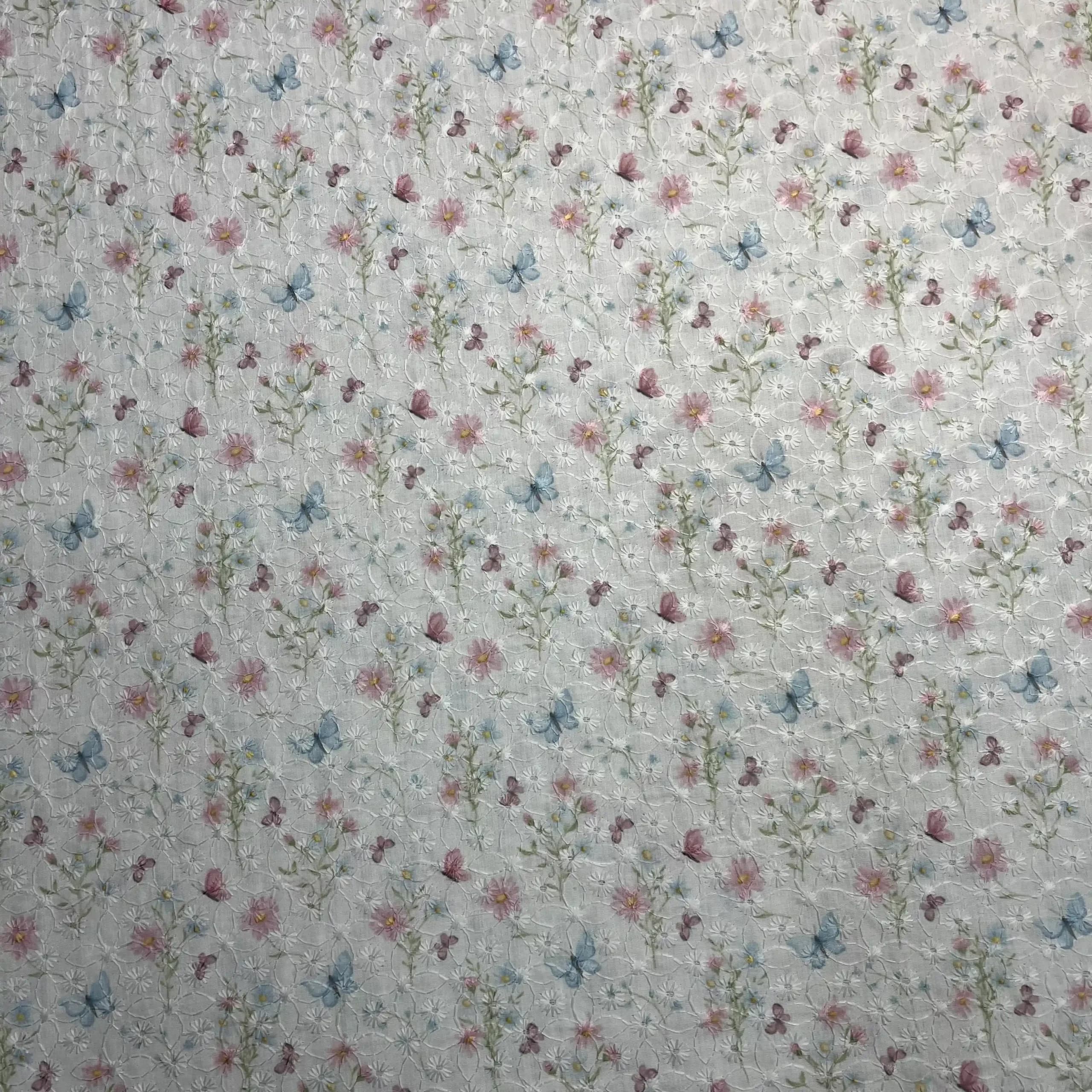 پارچه نخی خامه دوزی طرح پروانه ای — تصویر ۲