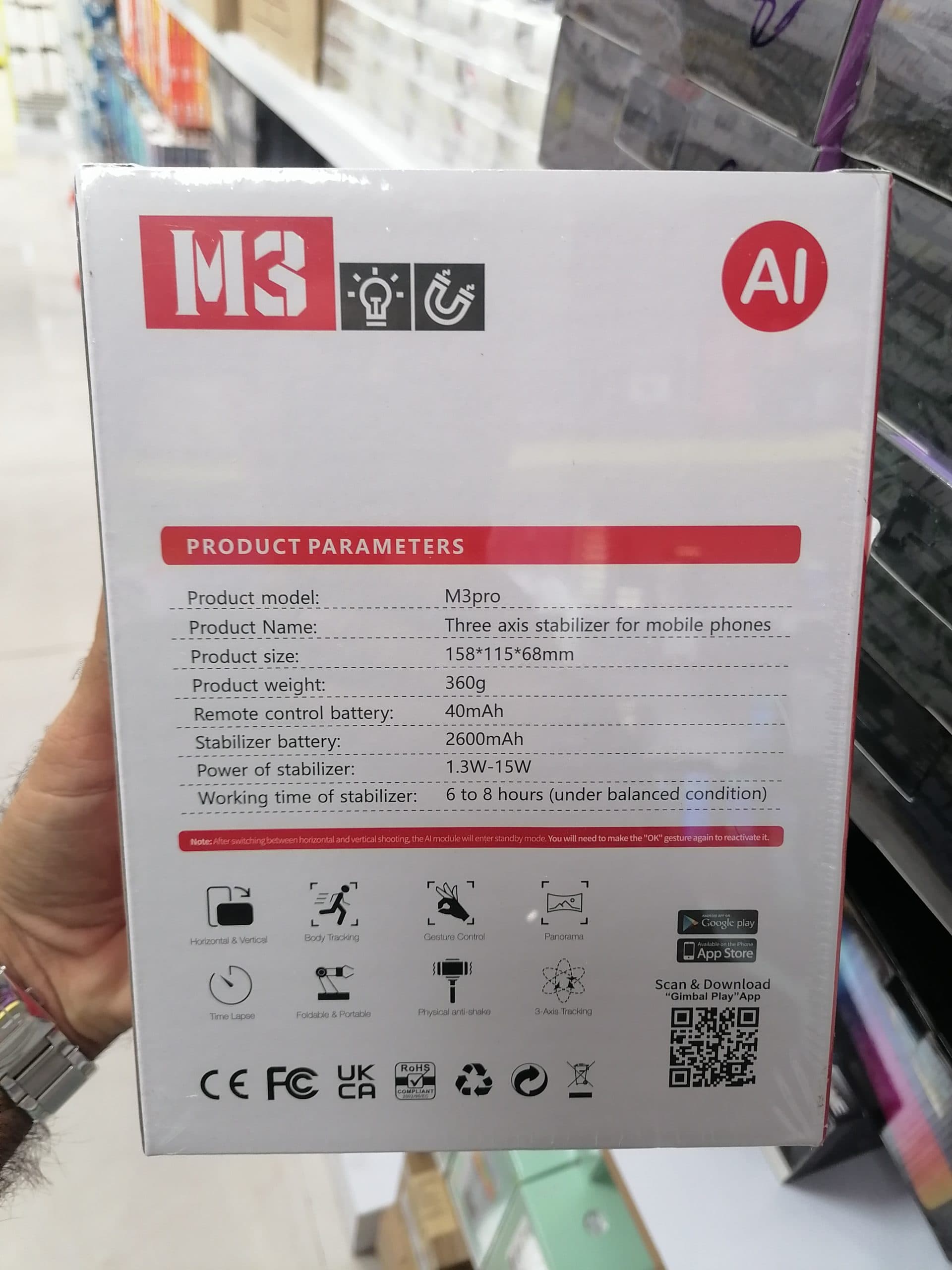 گیمبال موبایل حرفه ای ضد لرزش سه محوره 3-AXIS مدل M2 Aipro کیفیت عالی (عمده و تک) — تصویر ۶