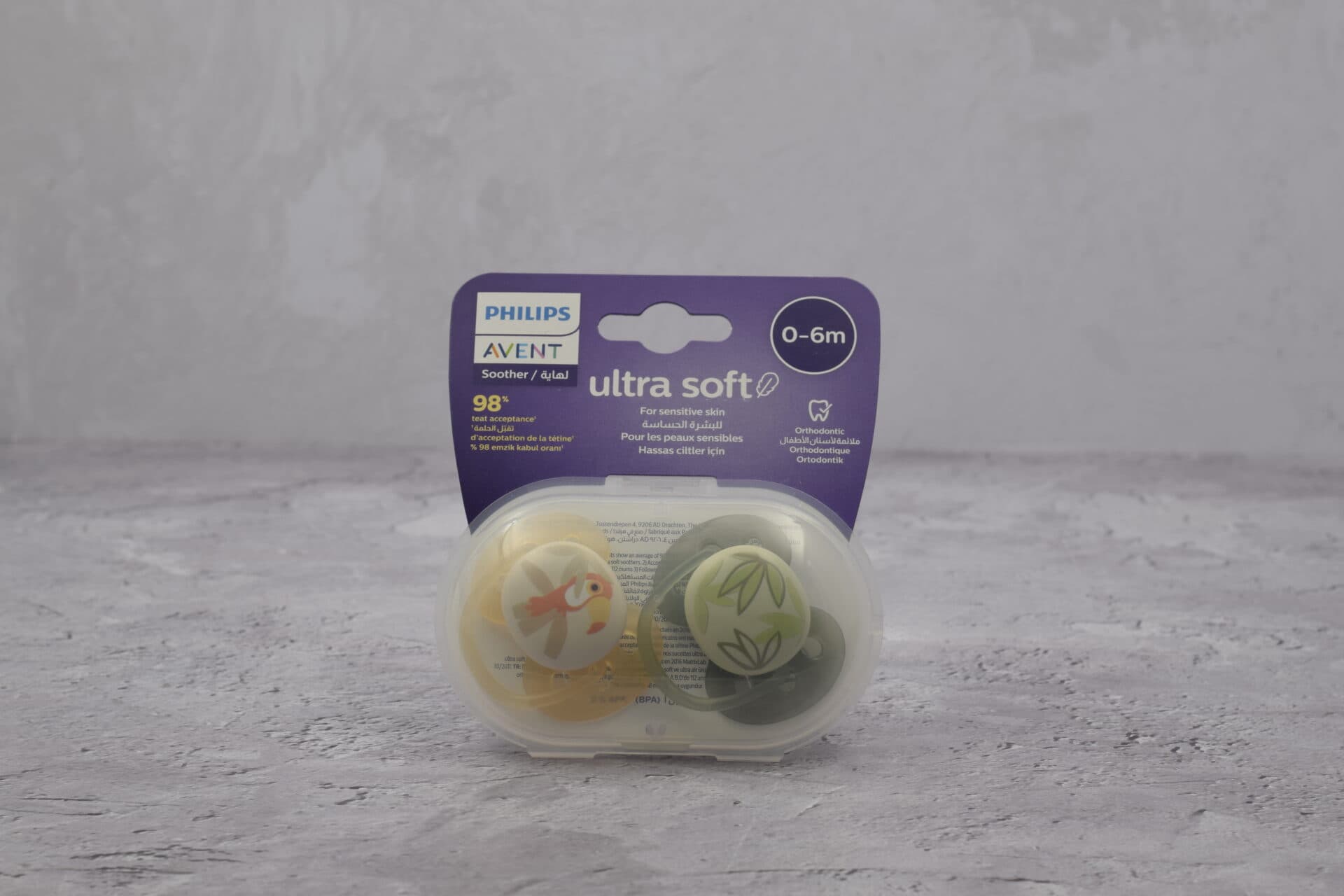 پستانک ارتودنسی ۰ تا ۶ ماه دوتایی فیلیپس اونت سری Ultrasoft مدل SCF091/07 — تصویر ۵