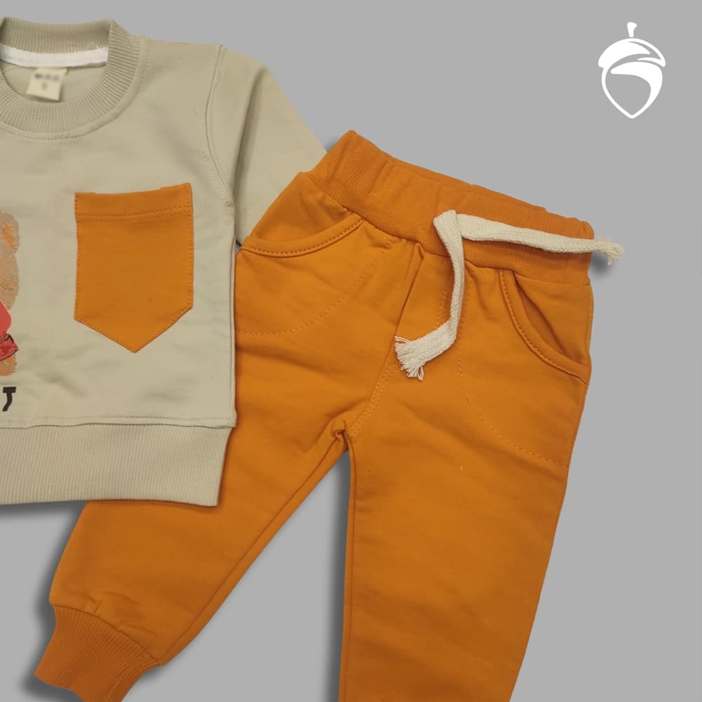 بلوز شلوار پسرانه دخترانه نقلی Orange bear — تصویر ۳