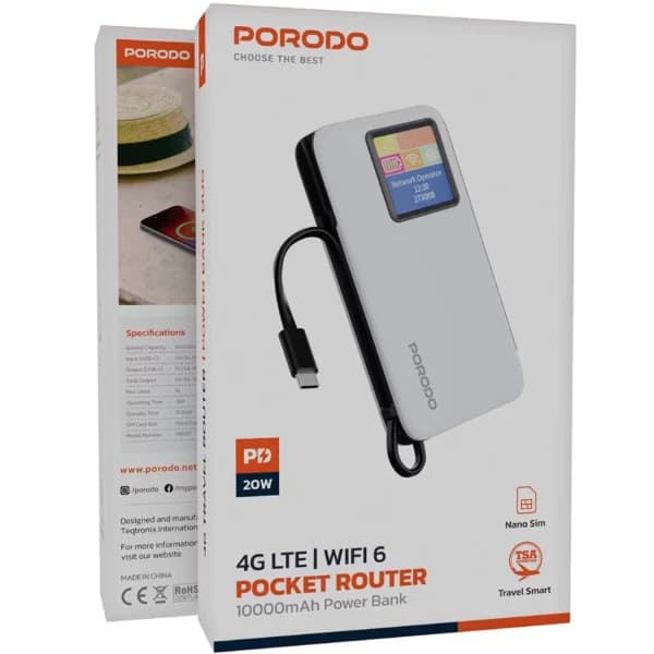 مودم جیبی پرودو PDPBFCH087 با پاوربانک 10000mAh و 4G LTE — تصویر ۳