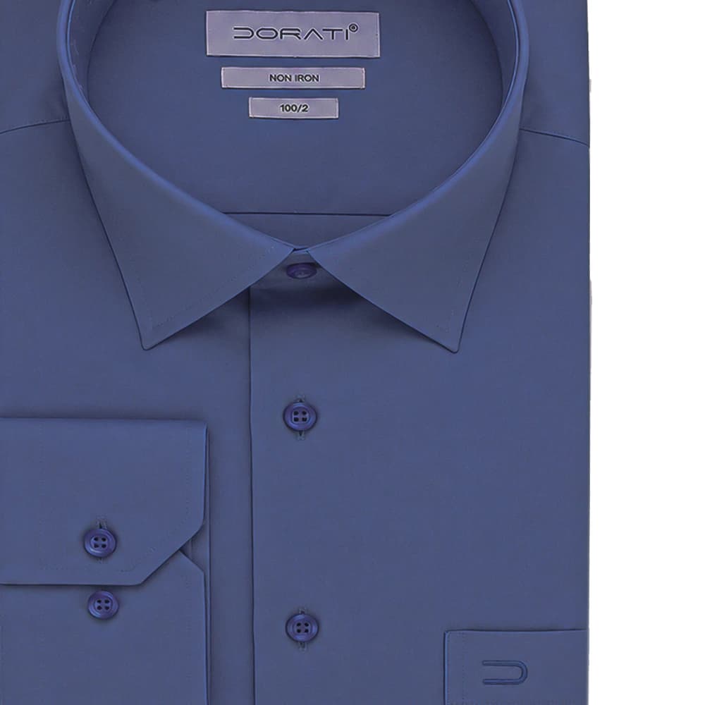 پیراهن مردانه رسمی آبی Non-Iron — تصویر ۳
