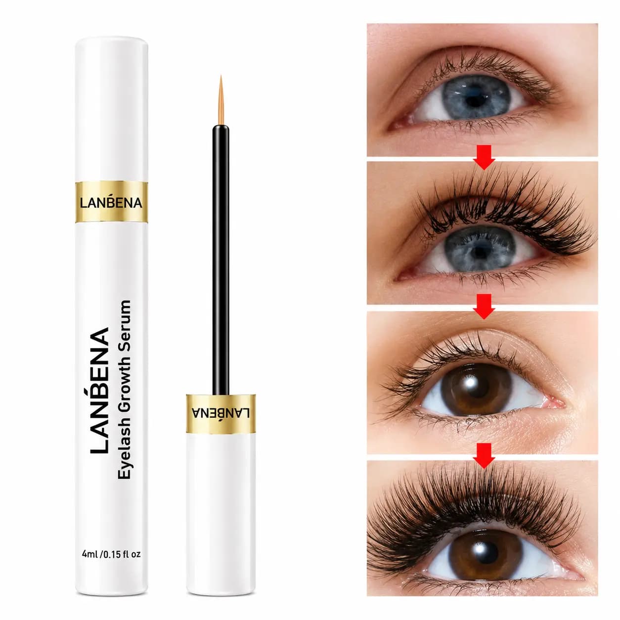 سرم تقویت مژه لانبنا LANBENA مدل Eyelash Nourishing Serum اصل حجم 4 میل — تصویر ۳