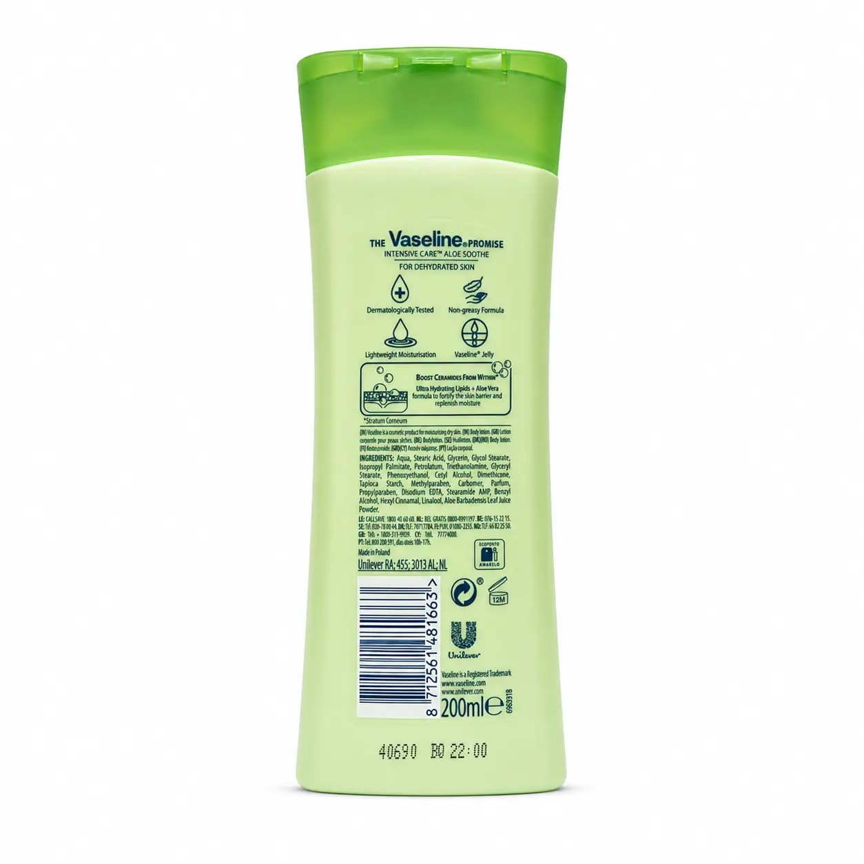 لوسیون بدن آلوئه ورا وازلین Vaseline مدل Aloe Soothe حجم ۲۰۰ میل — تصویر ۳