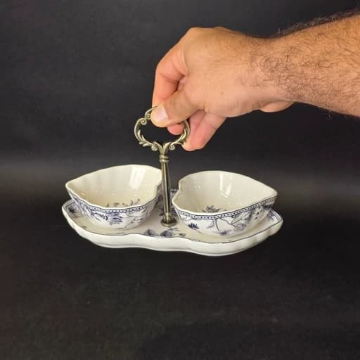 اردو خوری 2 خانه سرامیکی گلدکیش مدل لوتوس قلبی کد 701127 — تصویر ۵