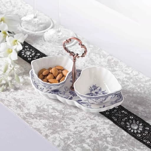 اردو خوری 2 خانه سرامیکی گلدکیش مدل لوتوس قلبی کد 701127 — تصویر ۲