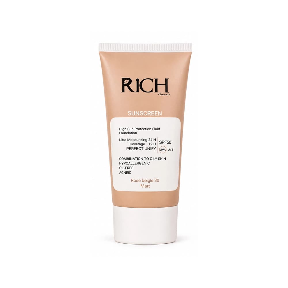 ضدآفتاب فلوئیدی رنگی ریچ(Rose beige matte RICH)شماره30