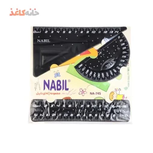 ست 3 تیکه خط کش گونیا نقاله مشکی نابیل — تصویر ۵