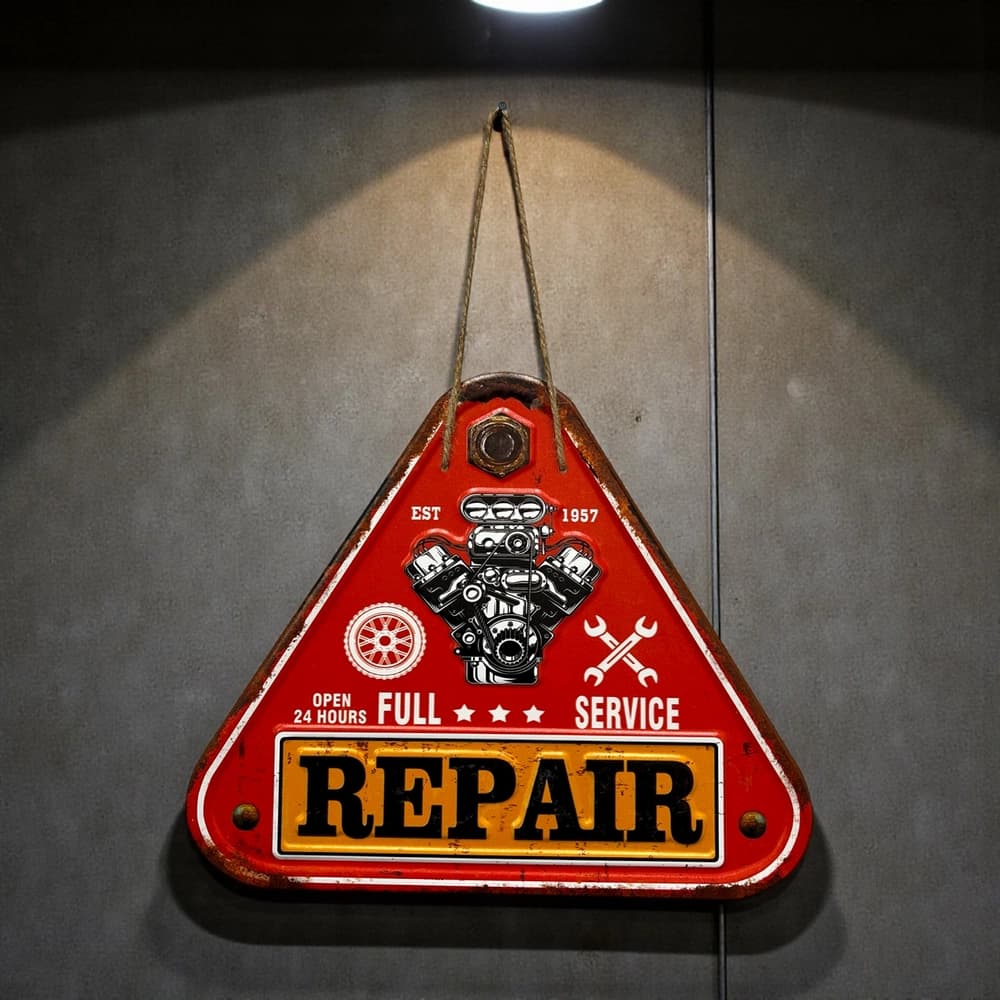 تابلو فلزی مثلثی طرح Repair