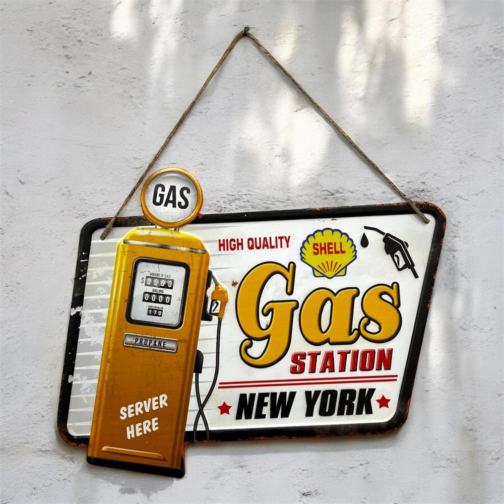 تابلو فلزی برجسته طرح Gas Station