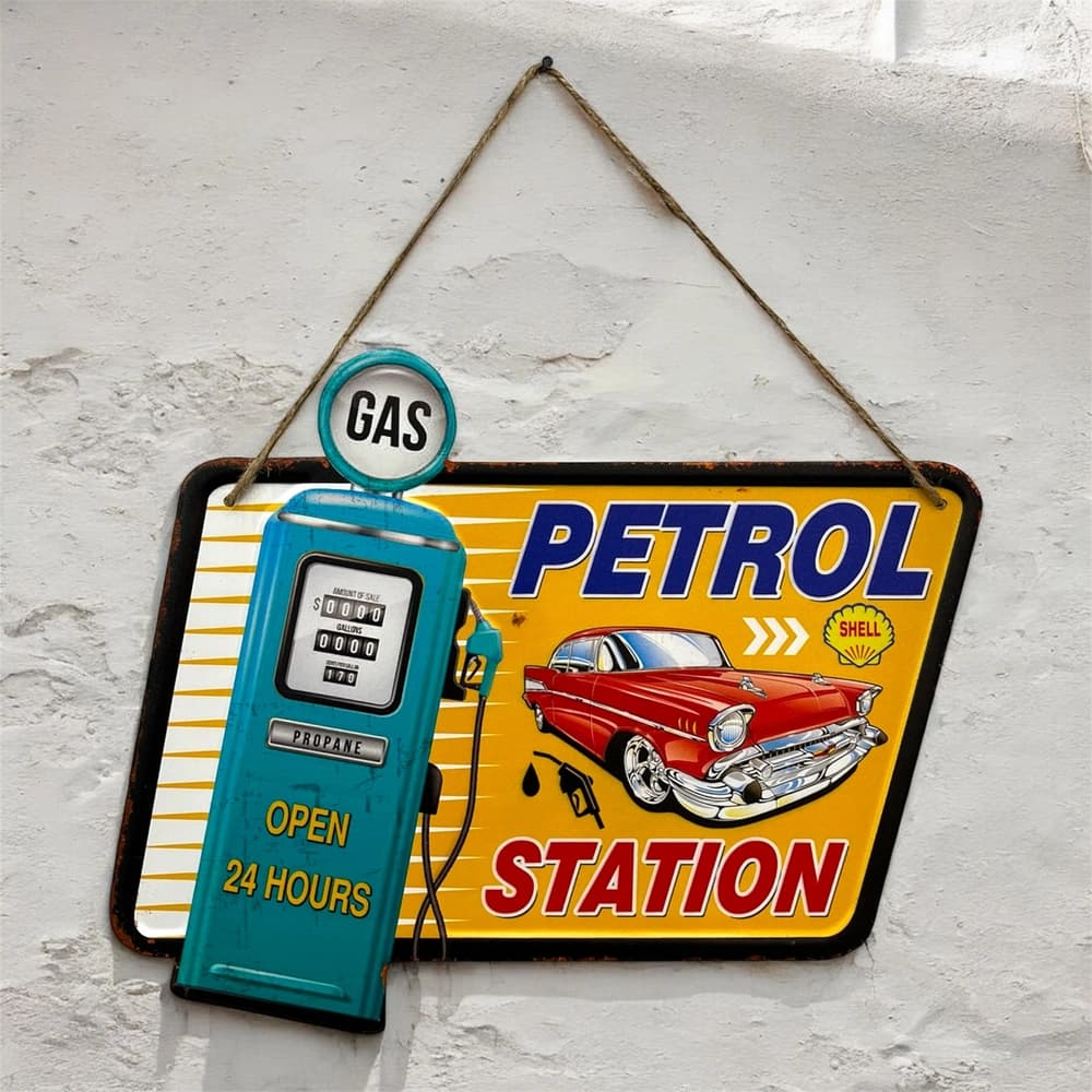 تابلو فلزی برجسته طرح Petrol Station