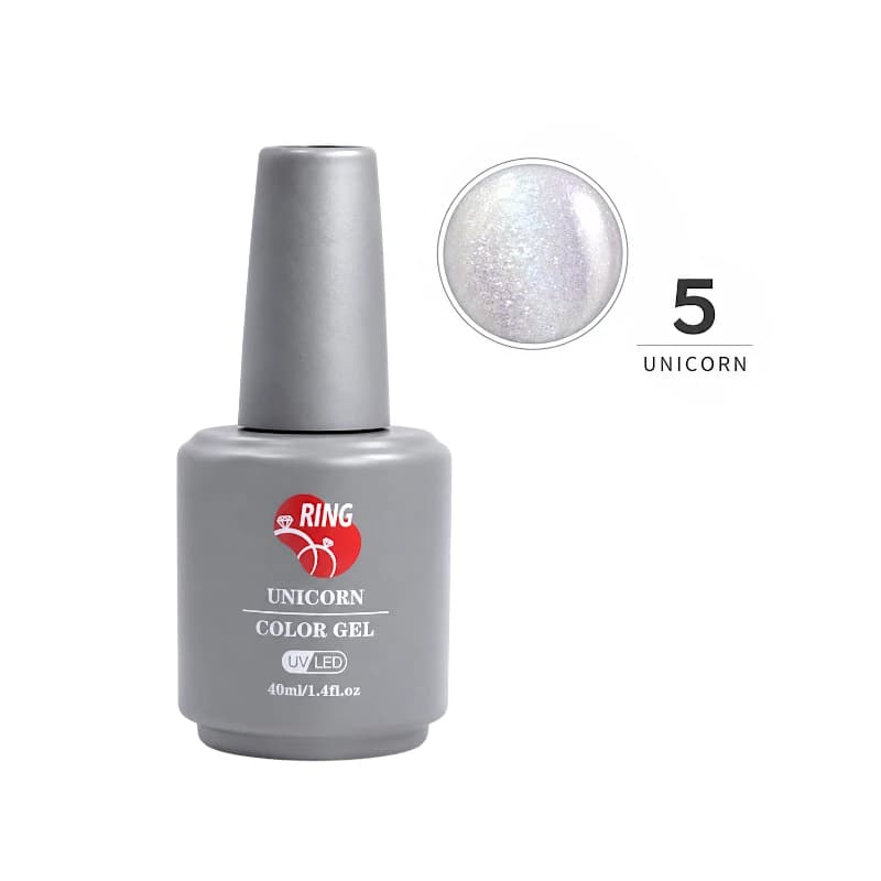 لاک ژل یونیکورن ناخن رینگ RING کد 5 رنگ صدفی شاین ۴۰ میل (هفترنگ UV/LED)