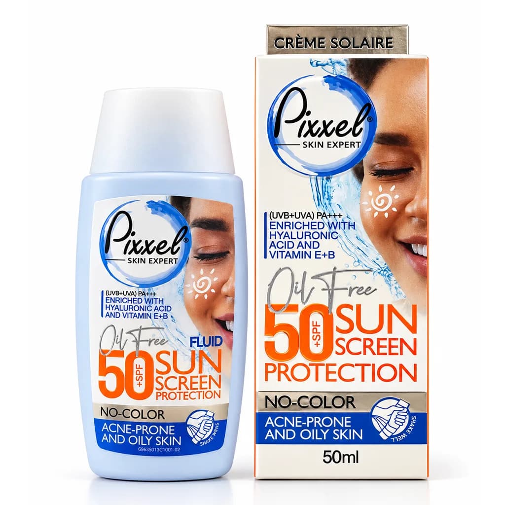 کرم ضد آفتاب SPF50 بی رنگ پیکسل مناسب پوست چرب و جوش دار 50 میلی لیتر — تصویر ۳