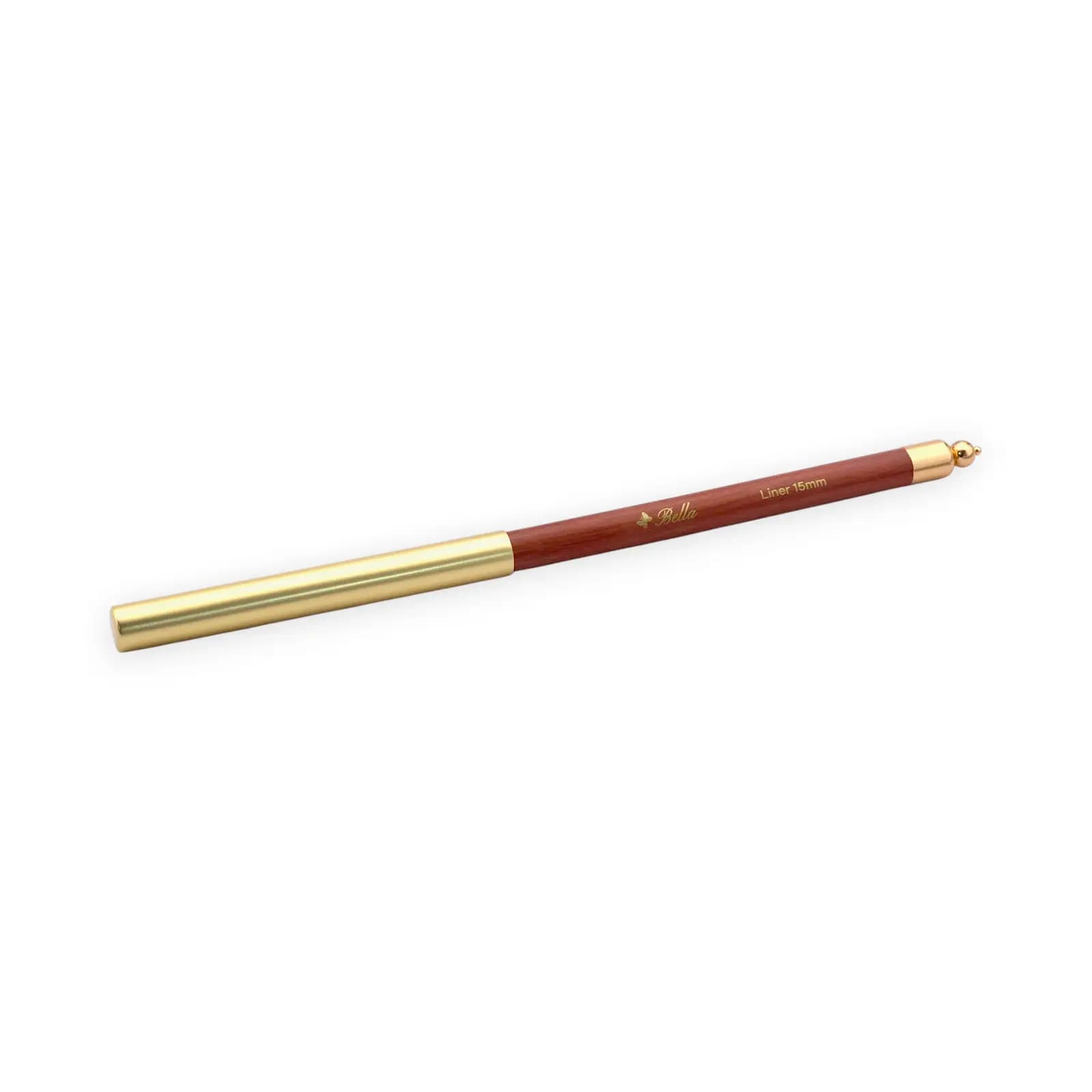 قلم طراحی ناخن لاینر بلا Bella مدل Liner 15mm (طول مو ۱۵ میلیمتر) با دسته چوبی | قلم خطزن مویی فوقالعاده بلند دارای درپوش محافظ فلزی — تصویر ۳