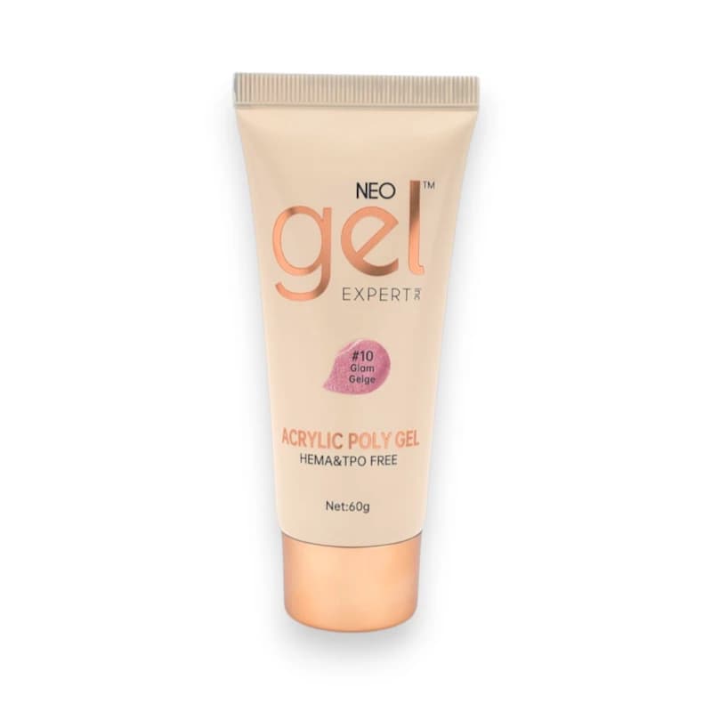 پلی ژل کاشت ناخن نئو ژل NEO GEL | رنگ گلم بژ Glam Beige کد 10 | بدون حساسیت (HEMA TPO Free) | 60 گرم