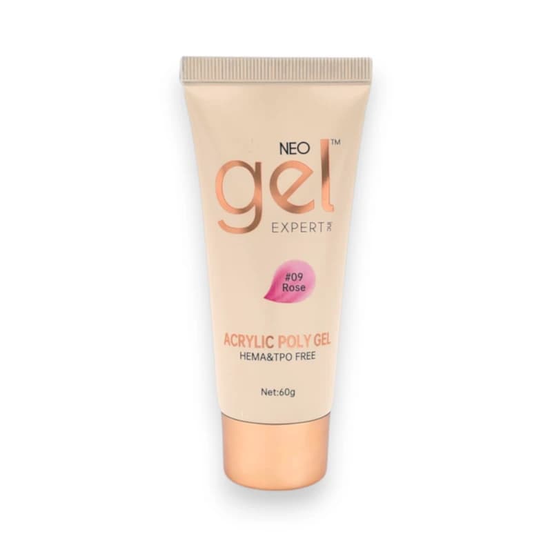 پلی ژل کاشت ناخن نئو ژل NEO GEL | رنگ رز Rose کد 09 | بدون حساسیت (HEMA TPO Free) | 60 گرم