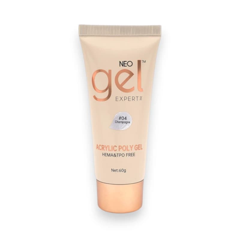پلی ژل کاشت ناخن نئو ژل NEO GEL | رنگ شامپاین Champagne کد 04 | بدون حساسیت (HEMA TPO Free) | 60 گرم