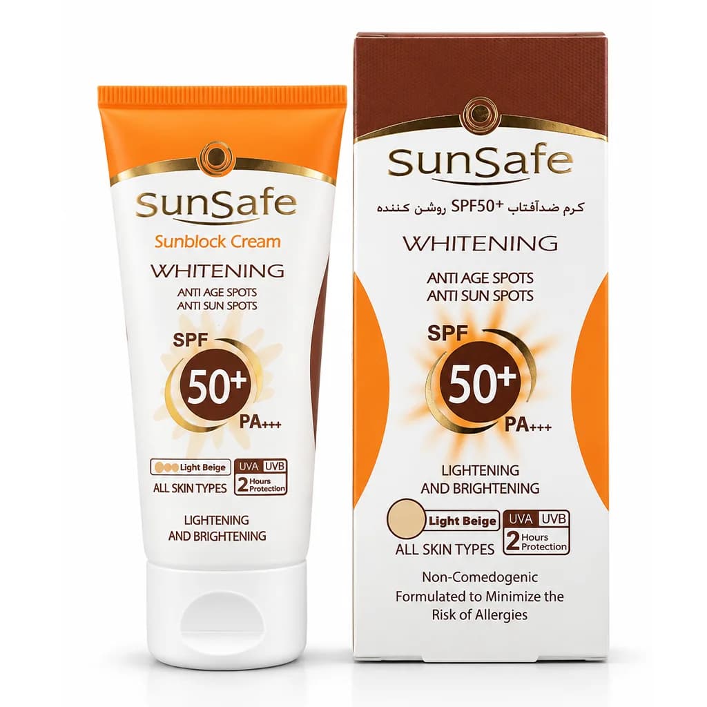 کرم ضد آفتاب روشن كننده +SPF50 سان سیف بژ روشن 50 گرم — تصویر ۳