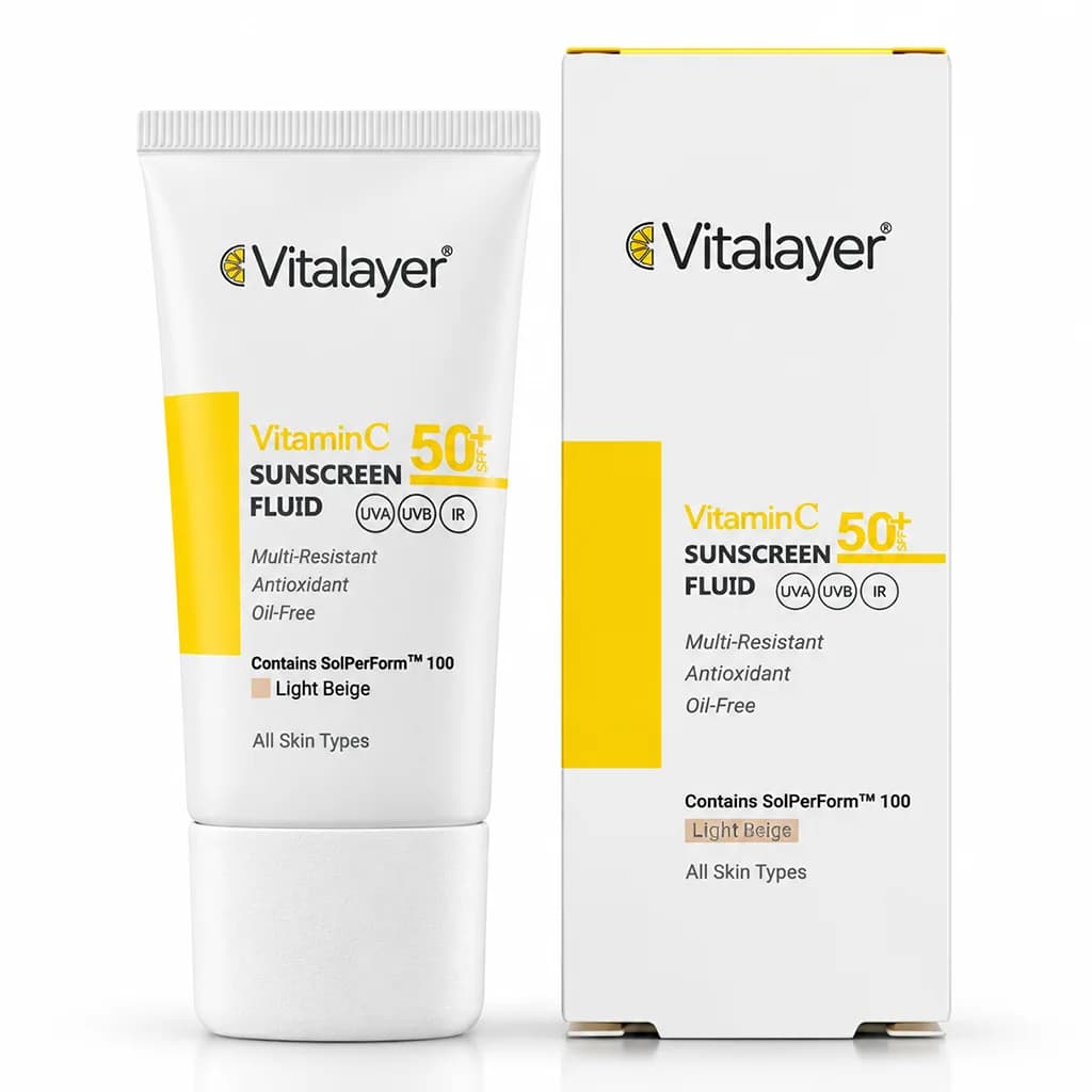 فلوئید ضد آفتاب ویتالیر spf50 بژ روشن حاوی ویتامین سی 50 میلی لیتر — تصویر ۳