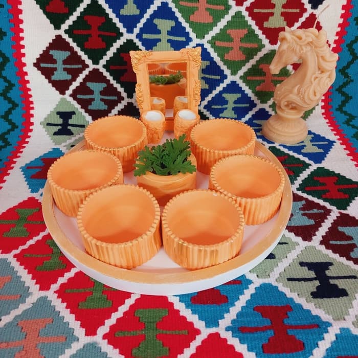 سفره هفت سین سنگ مصنوعی طرح شیاردار بدون شمع اسب — تصویر ۲