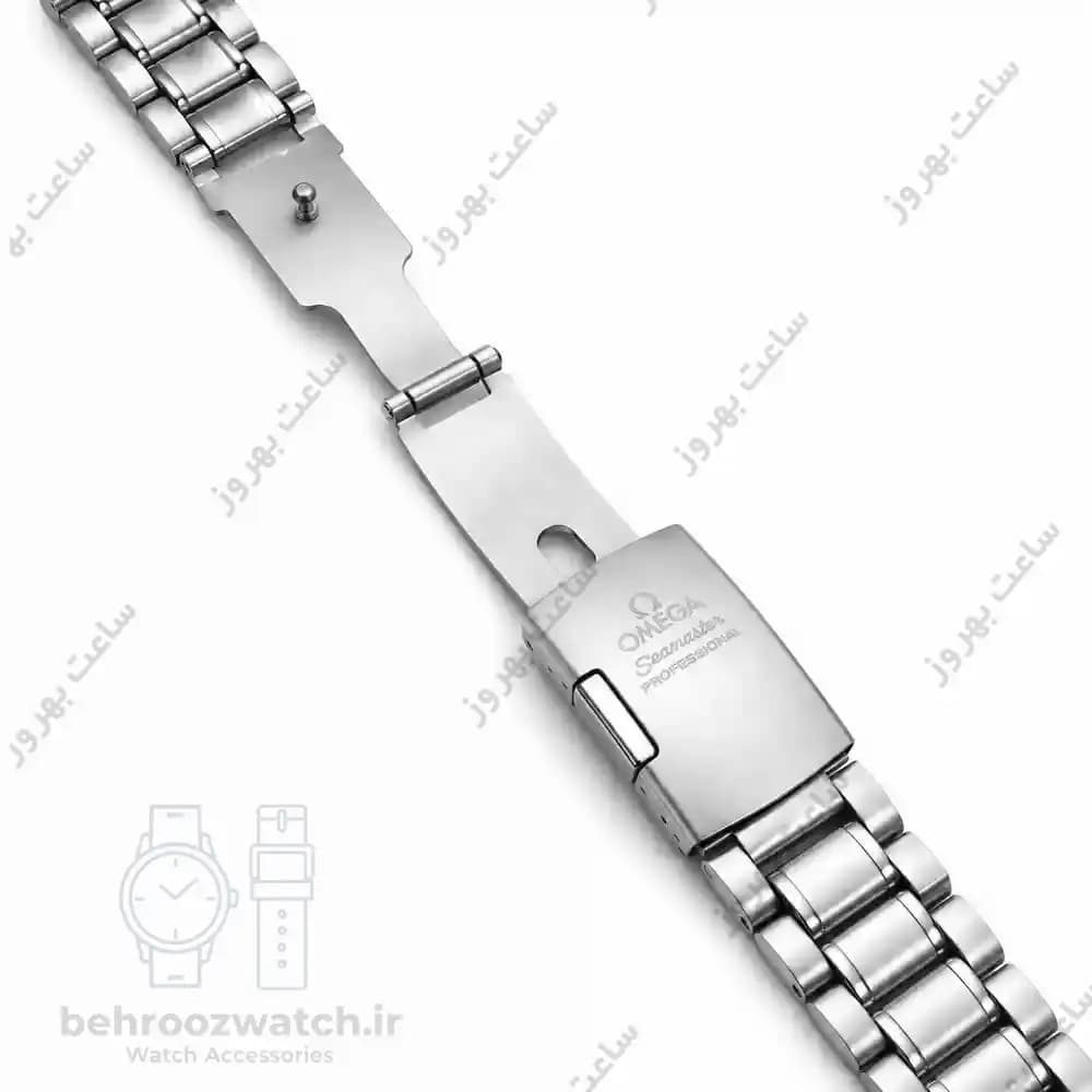 بند ساعت مچی استیل امگا (OMEGA) سایز ۱۸ میلیمتر سربند هلالی — تصویر ۲