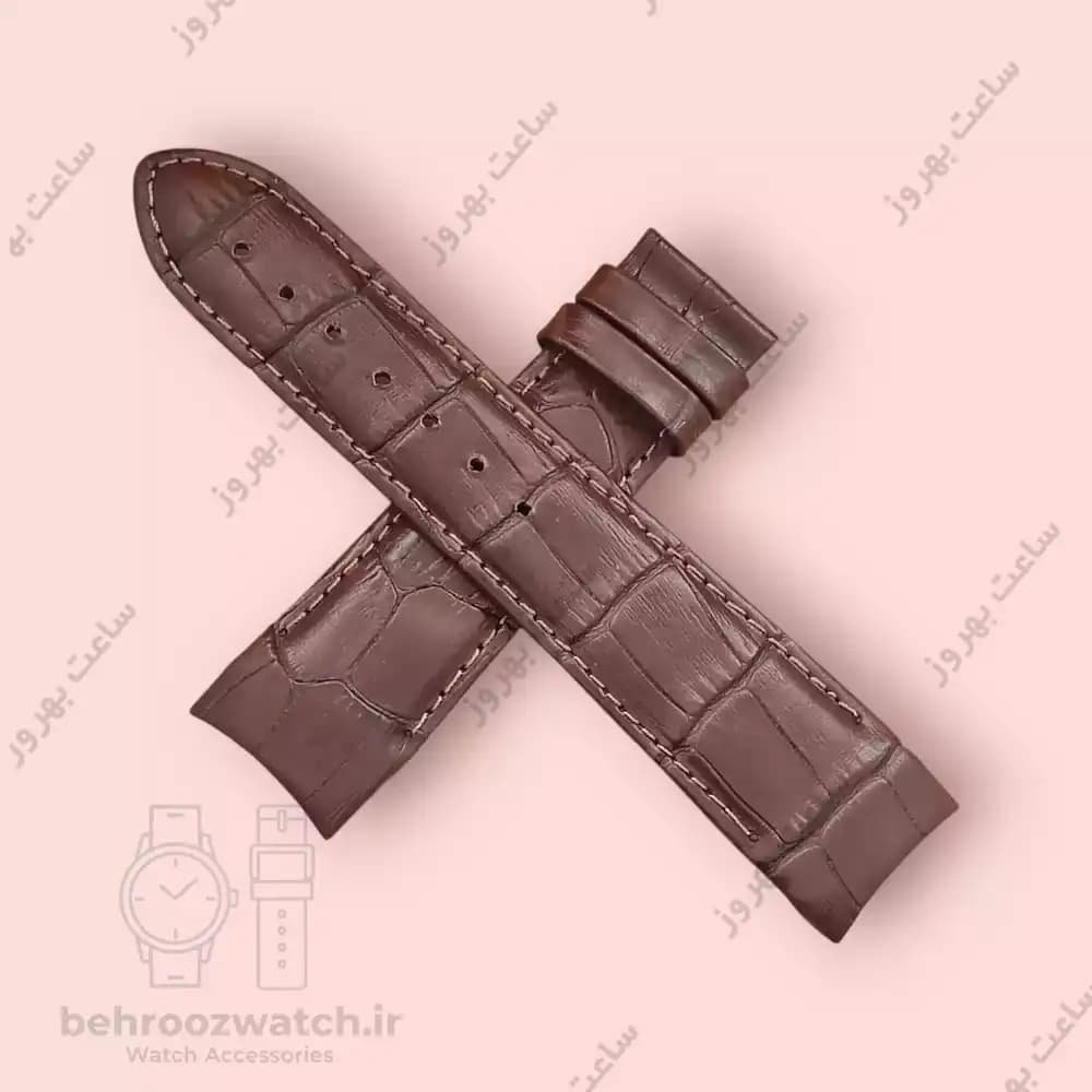 بند ساعت فیکس نیک چرم طبیعی کروکودیلی کاکائویی سایز 23 — تصویر ۴