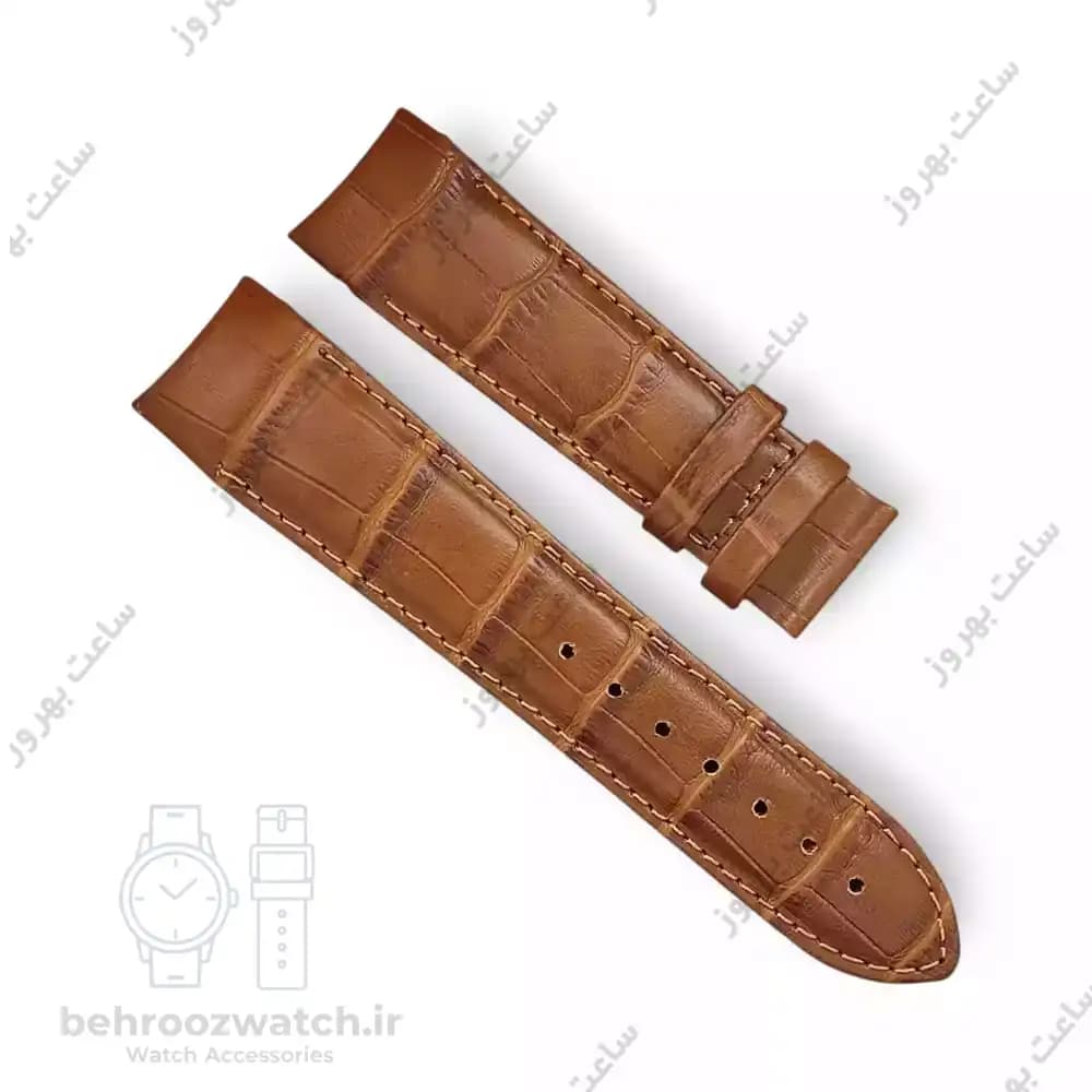 بند ساعت فیکس نیک چرم طبیعی کروکودیلی قهوهای متوسط سایز 23