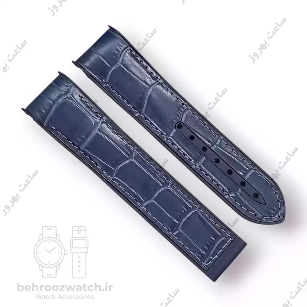 بند ساعت امگا سیمستر سرمهای با رویه چرم طرح کروکودیل و زیره رابر (مدل غواصی)