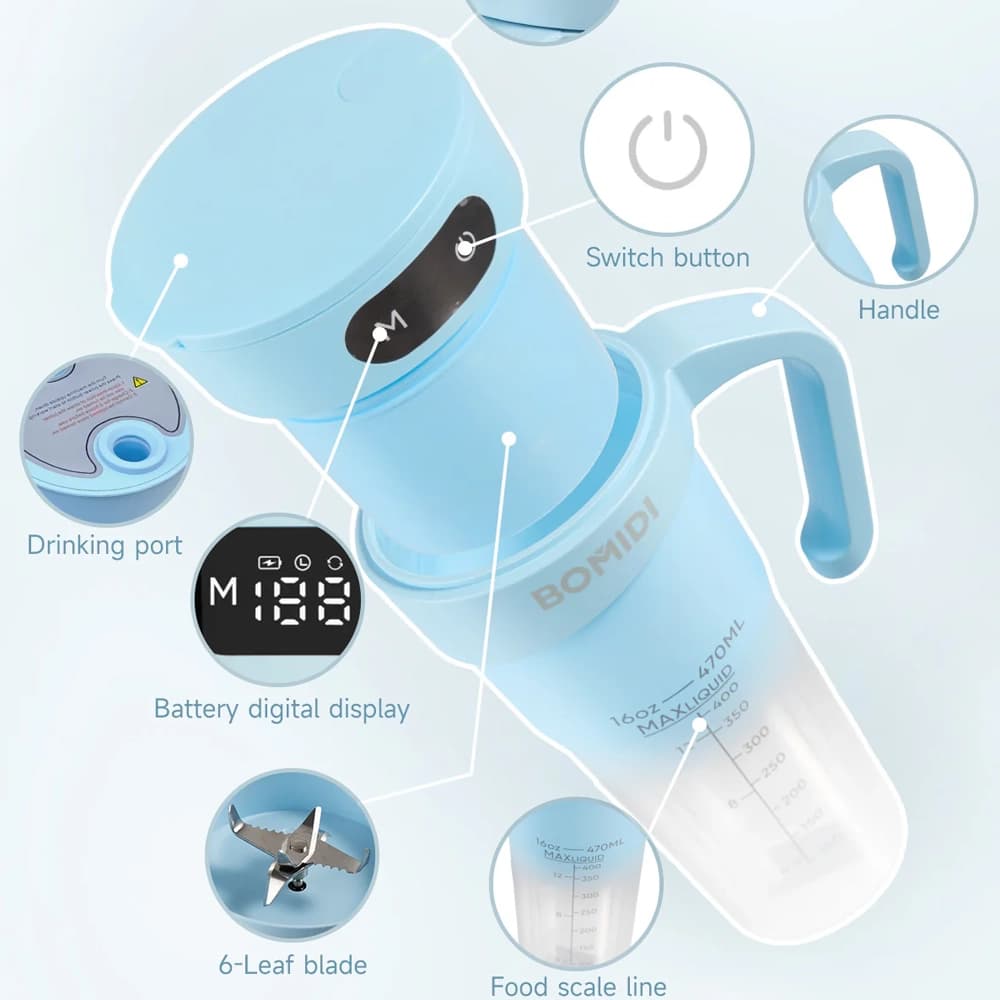 مخلوط کن قابل حمل شارژی شیائومی مدل Bomidi Protable Juice Blender JB01 — تصویر ۷